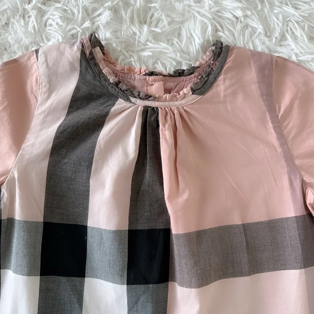 Burberry Pink and Black Pleated Sundress with Raglan Sleeves